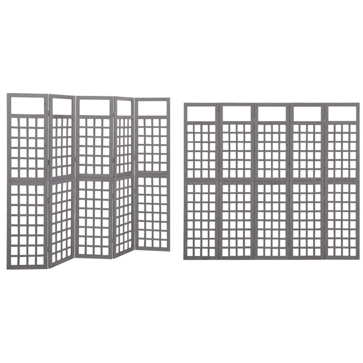 Separator camera cu 5 panouri gri 201, 5x180 cm nuiele lemn brad