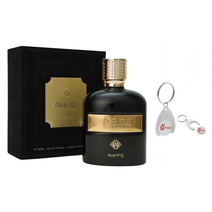 Angelique Extrait de Vanilla Eau de Parfum készlet, Riiffs, Unisex, 100 ml Személyre szabott kulcstartóval "PMD"