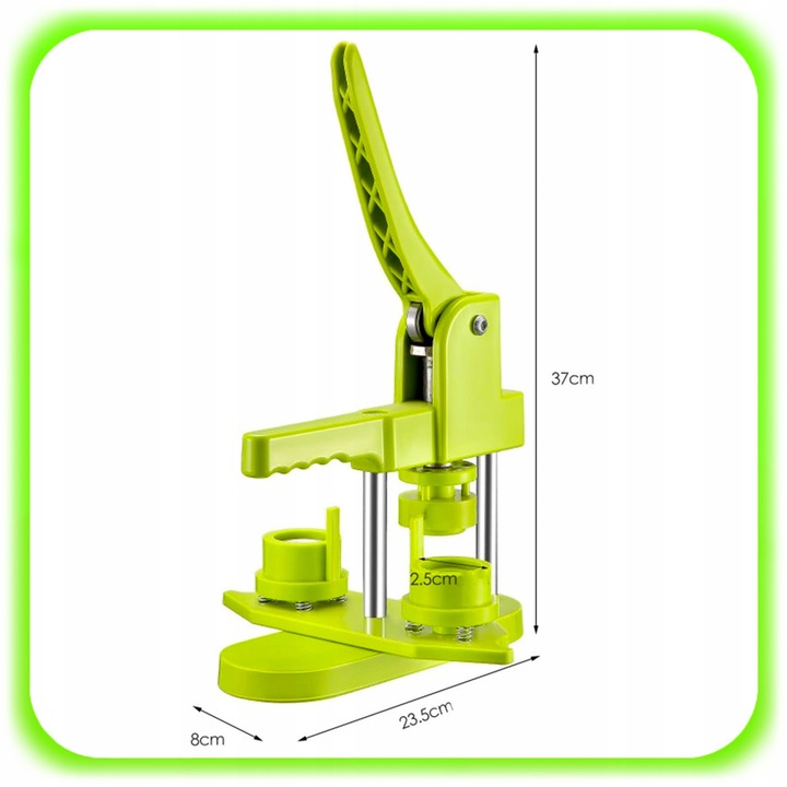 Set presa pentru facut insigne Pixel, 100 elemente, verde, 24x37x8cm
