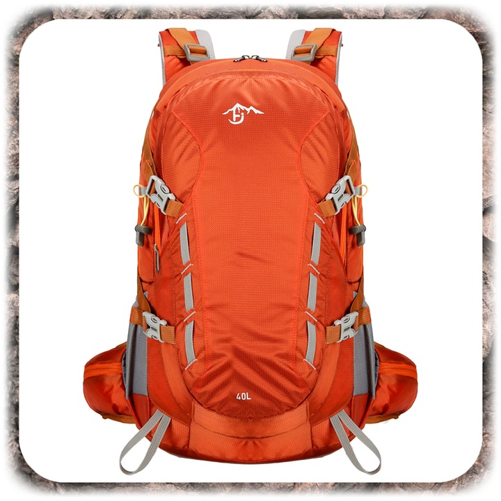 Rucsac turistic 40L Pixel, portocaliu, material impermeabil