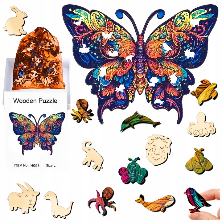 Fa kirakó A4, Pixel, motyl, 164 darabos, kétoldalas kivitel, elegáns dobozban