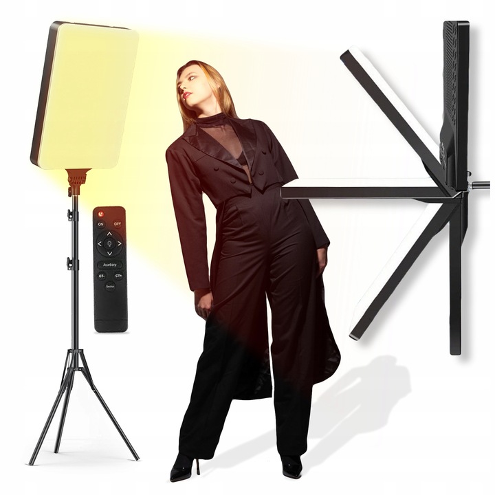 Lampa LED studio 40x28cm cu stativ reglabil 210cm si telecomanda, Pixel