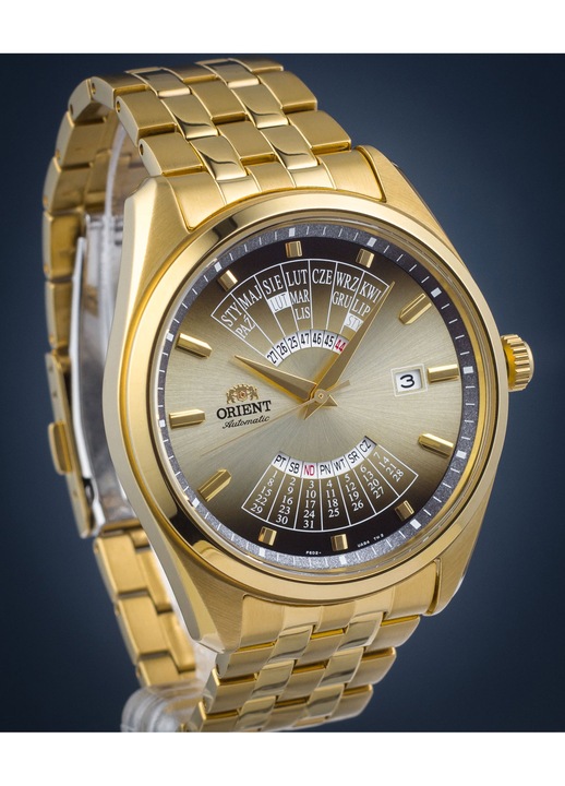 Ceas Orient Automat, 40h rezerva, 5 ATM, auriu, bratara inox