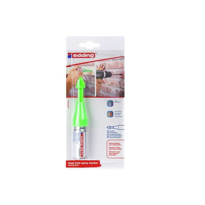 Маркер с дълъг накрайник за дълбоки дупки Edding, 3-13 мм, зелен
