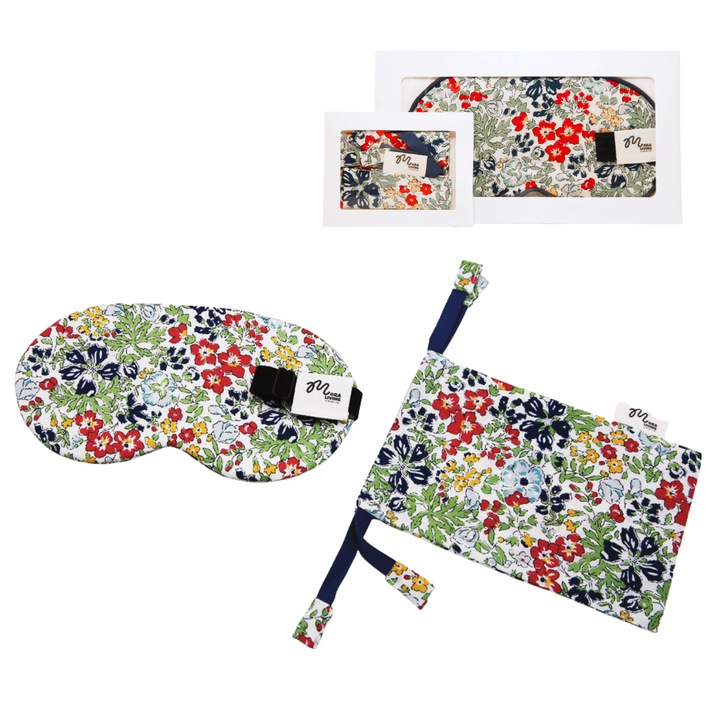 Masca de somn din bumbac 100%, ultra-fin, alb, design presiune zero