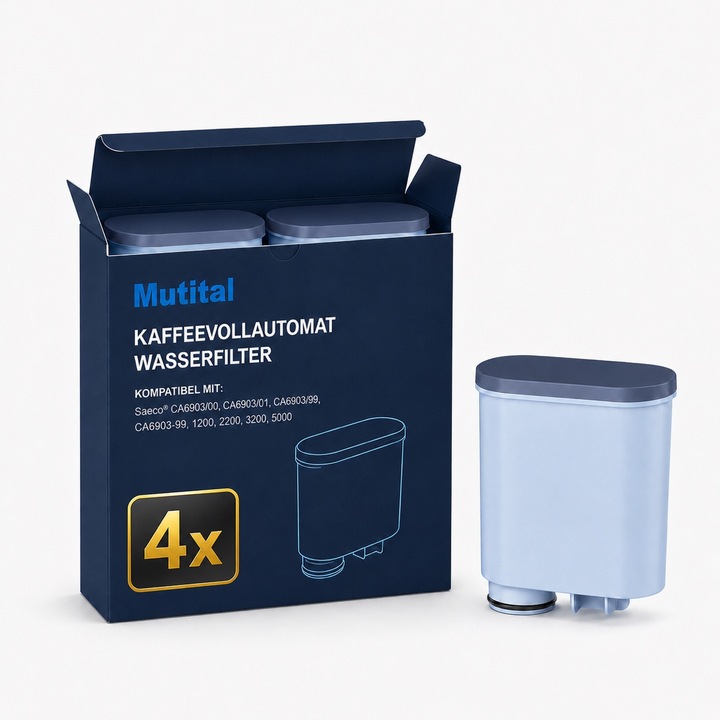 Set 4 filtre de apa pentru Philips Saeco, Mutital, inlocuitor AquaClean CA6707/CA6903, compatibile cu Philips 3100, 4000, 5000, LatteGo, Gaggia