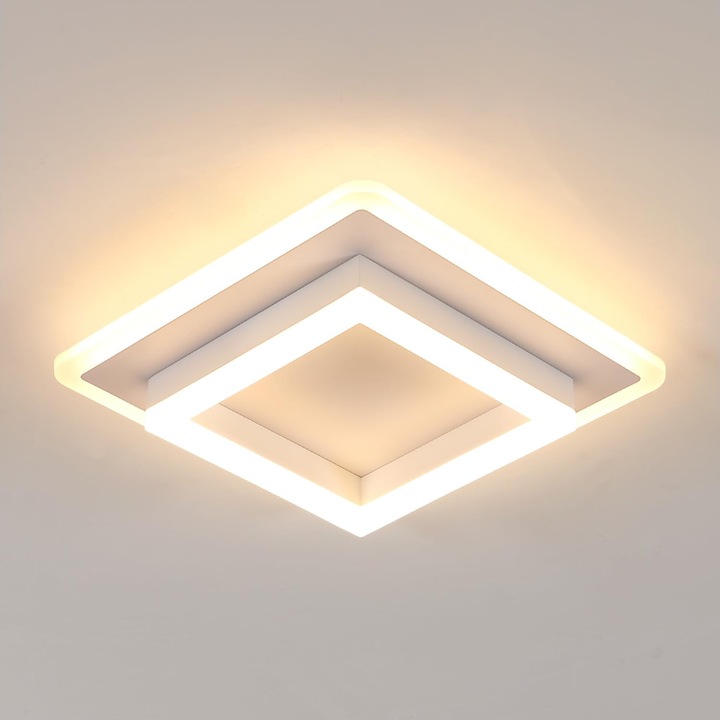 LED плафон, Toolight, 30 W, 3600 LM, бял, квадратен, топла светлина 3000 K, 30 см, за спалня, всекидневна, коридор, офис