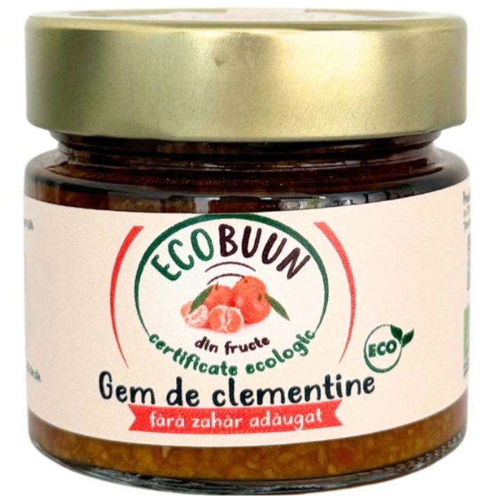 Gem de clementine, BIO, romanesc, fara zahar adaugat, EcoBuun, 220 g