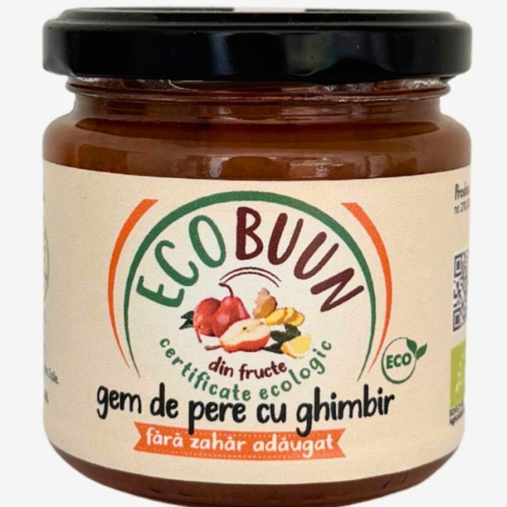 Gem de pere cu ghimbir, BIO, romanesc, fara zahar adaugat, EcoBuun, 200 g