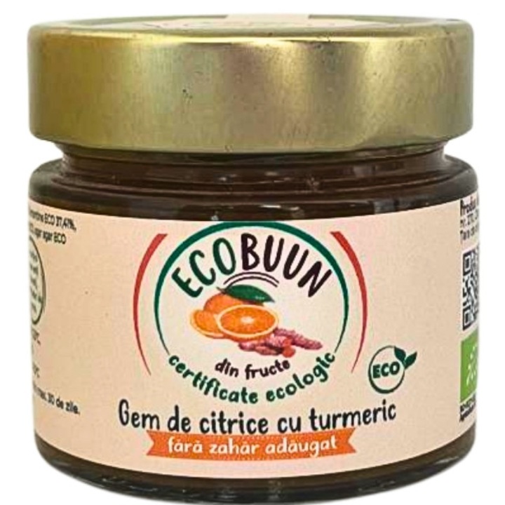 Gem de citrice cu turmeric, BIO, romanesc, fara zahar, 220 g, EcoBuun