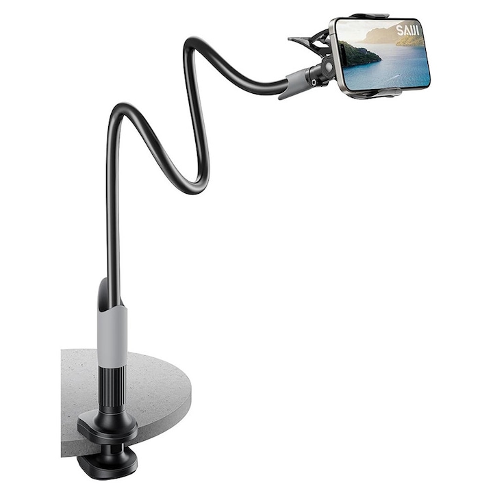 TodyJeyHo asztali telefontartó, rögzítővel, 38 hüvelykes hosszú kar, fekete