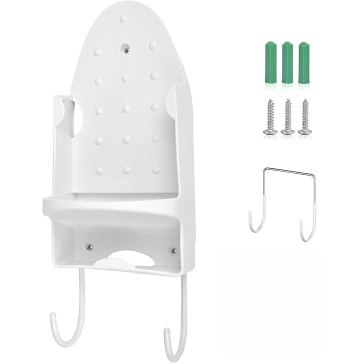 Vállfa vasalódeszkához, Hotel, tűzálló műanyag, kiegészítők, falra szerelhető, fehér, Durva, Könnyen telepíthető, otthon, Ruházat, felületek