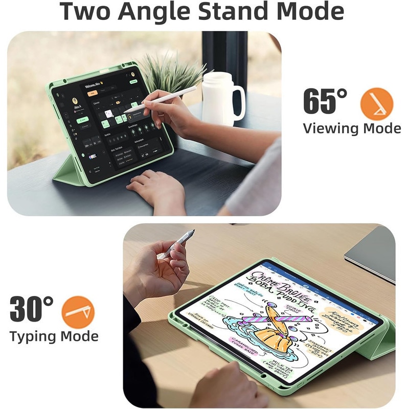 Husa tableta TodyJeyHo, pentru iPad Pro 13 inch, poliuretan, design trifold, verde