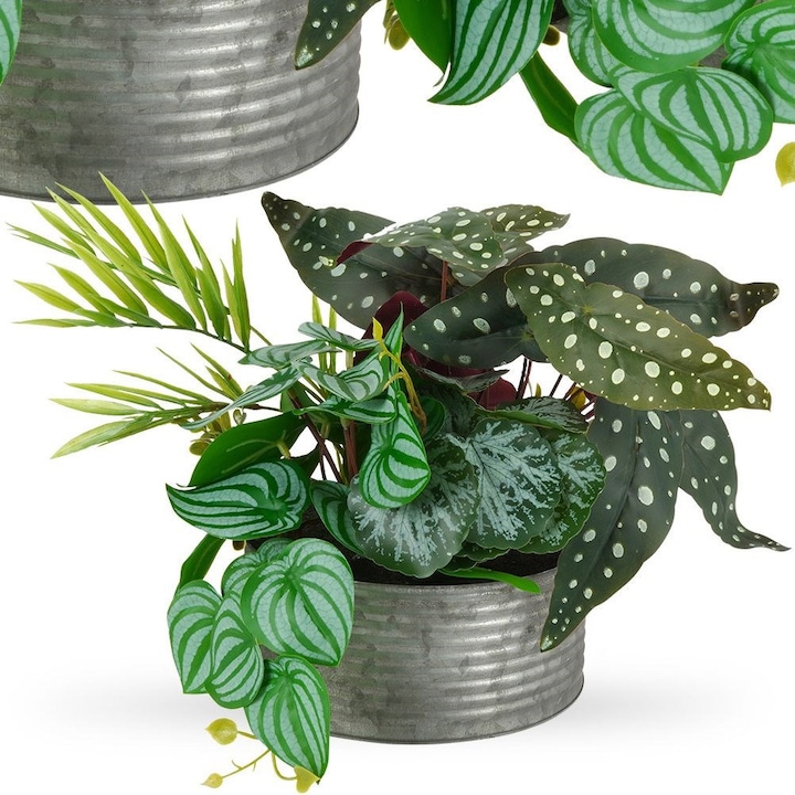 Аранжировка от изкуствени растения в саксия, Vilde, 39x19x9 см, изкуствена, устойчива, декоративна, стабилна, зелена