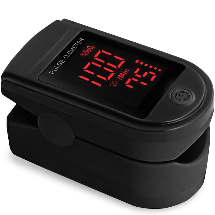 Pulsoximetru TREXORA, design hipoalergenic, ecran OLED, 30 citiri memorie, negru, 50g