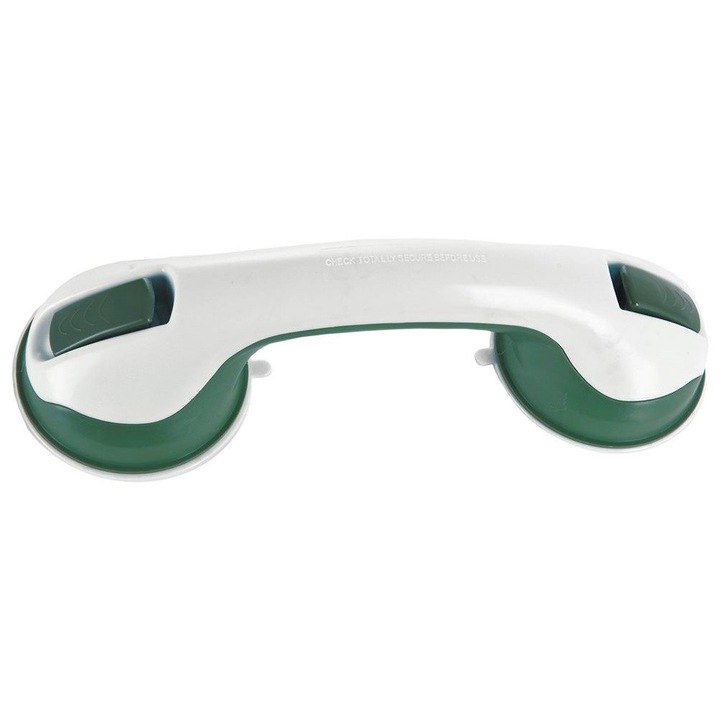 Suport De Baie Cu Ventuze, Orion, 30 cm, Ventuze Din Cauciuc, Capacitate Maxima 100 kg, Fabricat Din Plastic, Montaj Fara Invazie, Alb-Verde