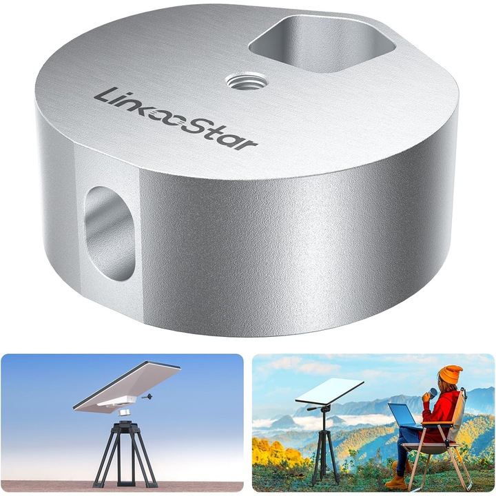 Adaptor trepied Starlink Mini, Aliaj de aluminiu, Nybgyy®,, 1/4"-20 & 3/8"-16, Portabil, Utilizare camping, Se aplica pentru echipamentele mai vechi dinainte de 2024