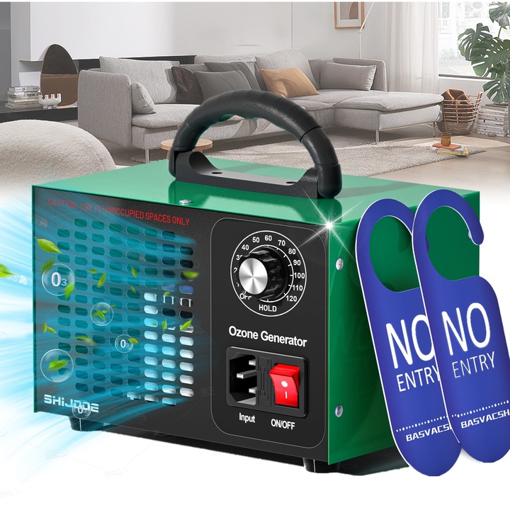 Generator de ozon，Purificator De Aer，SHIJOOE®，debit de ozon 60.000 mg/h，timer 120min，Suprafata aplicabila 400㎡，Eliminati mirosurile，Dezinfectare, Design Robust，Purificator De Aer Puternic Pentru Casa, Birou, Auto, smog，animalelor，2 etichete avertismente