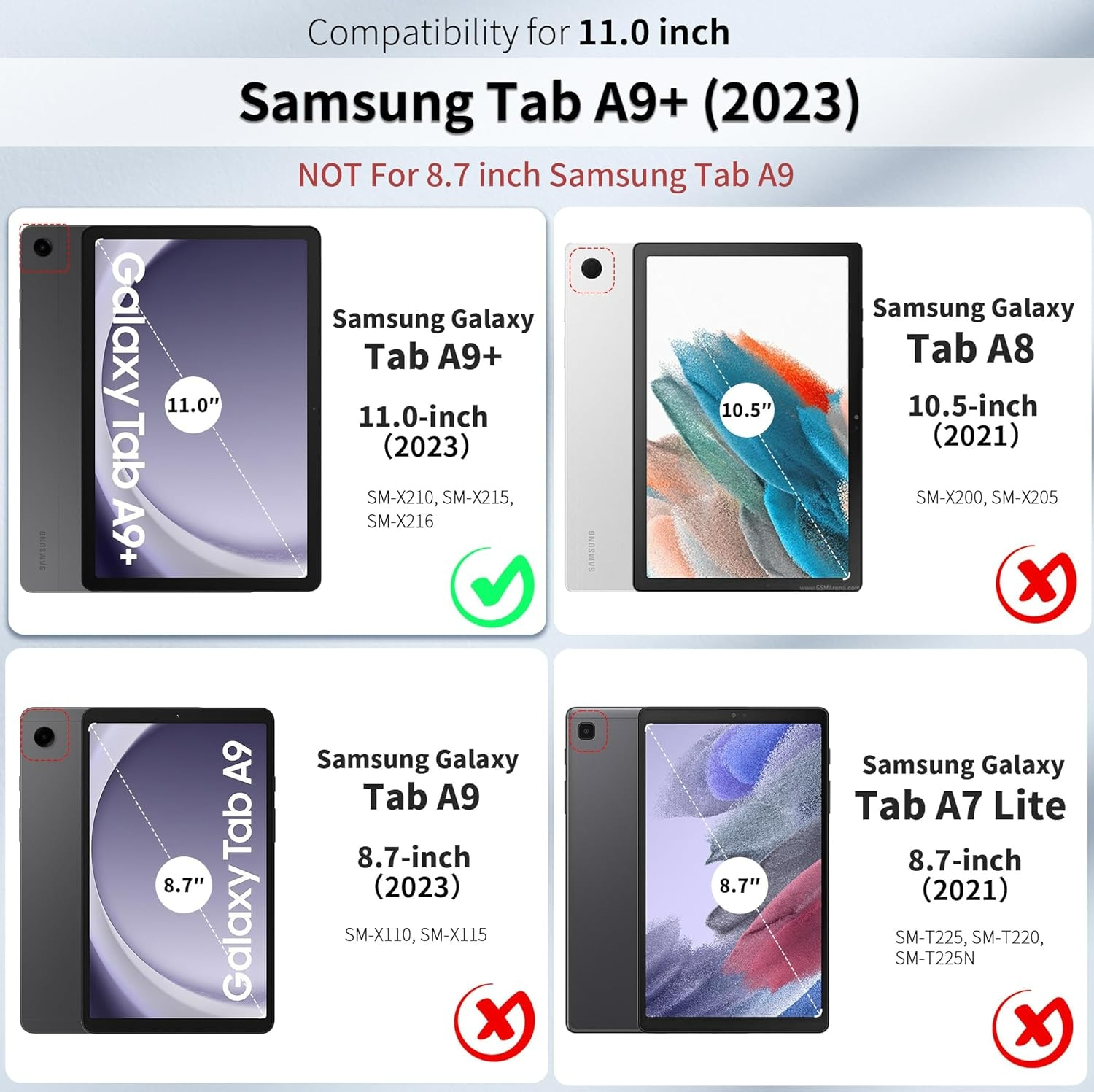 Husa tableta pentru, Samsung Galaxy Tab A9+/ A9 Plus 11 inch, 2023 SM-X210/ X215/ X216/X218, Auto functie sleep/wake tip stand, Rosu