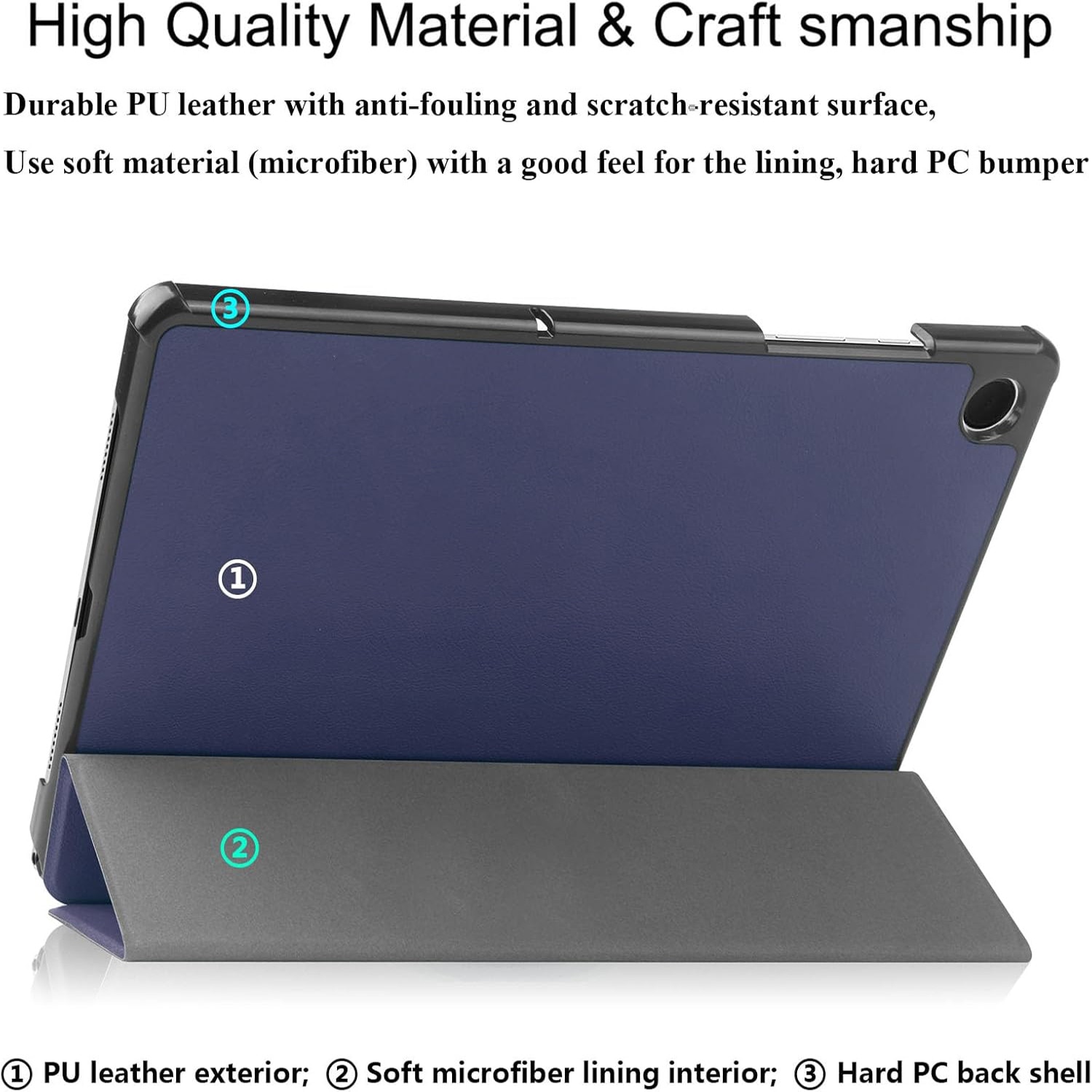 Husa tableta pentru, Samsung Galaxy Tab A9+/ A9 Plus 11 inch, 2023 SM-X210/ X215/ X216/X218, Auto functie sleep/wake tip stand, Albastru inchis