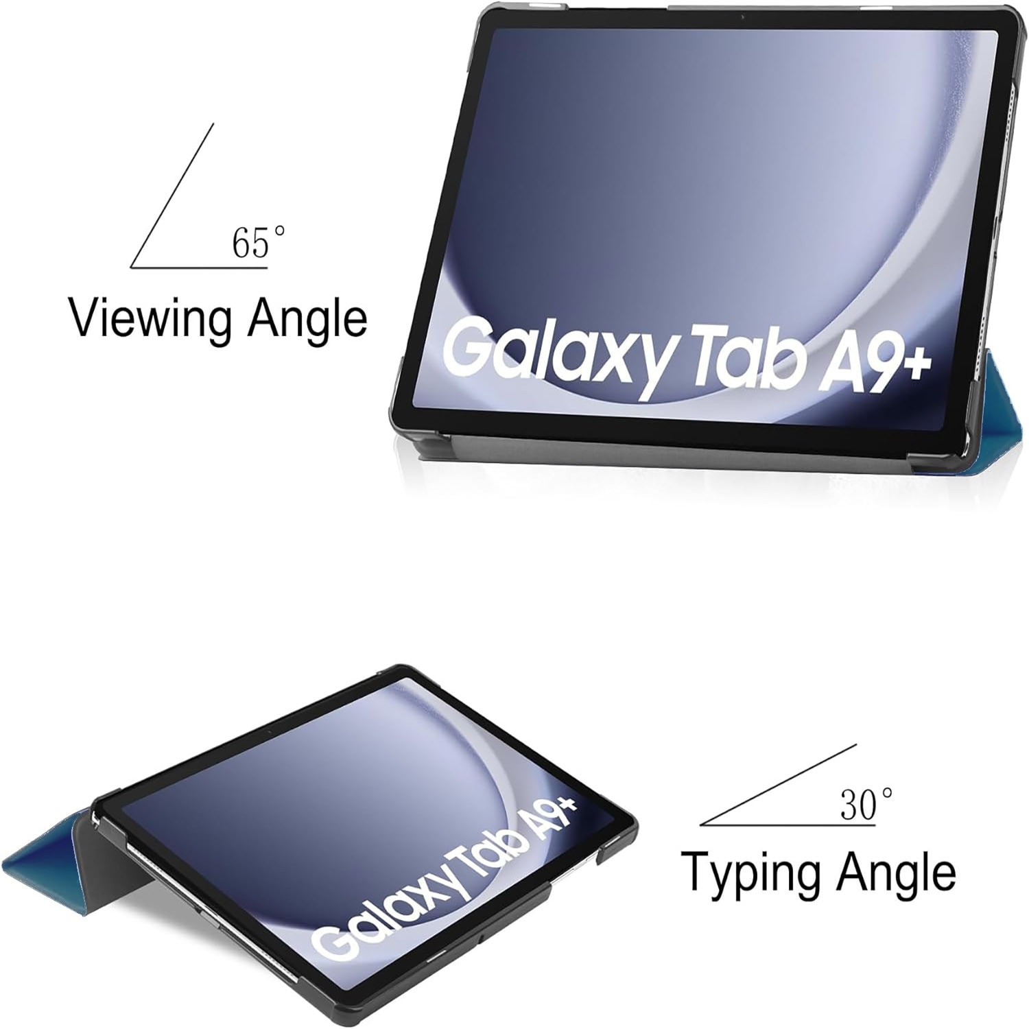 Husa tableta pentru, Samsung Galaxy Tab A9+/ A9 Plus 11 inch, 2023 SM-X210/ X215/ X216/X218, Auto functie sleep/wake tip stand, Albastru inchis