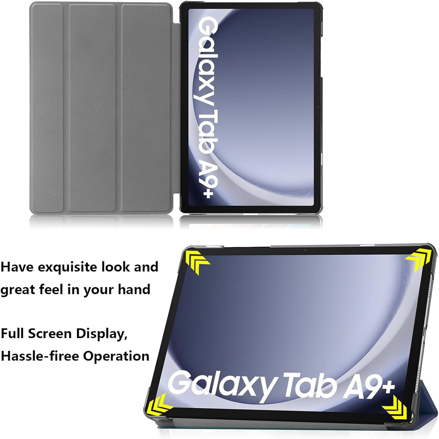 Husa tableta pentru, Samsung Galaxy Tab A9+/ A9 Plus 11 inch, 2023 SM-X210/ X215/ X216/X218, Auto functie sleep/wake tip stand, Albastru inchis