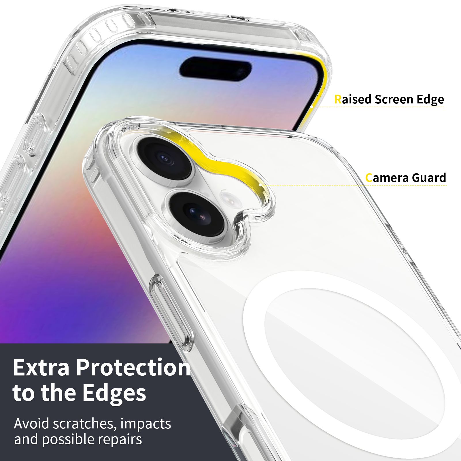 Husa de Protectie pentru Apple iPhone 17, MagSafe, Antizgarieturi, Anticadere, Protectie Anti Soc, Transparent/Alb