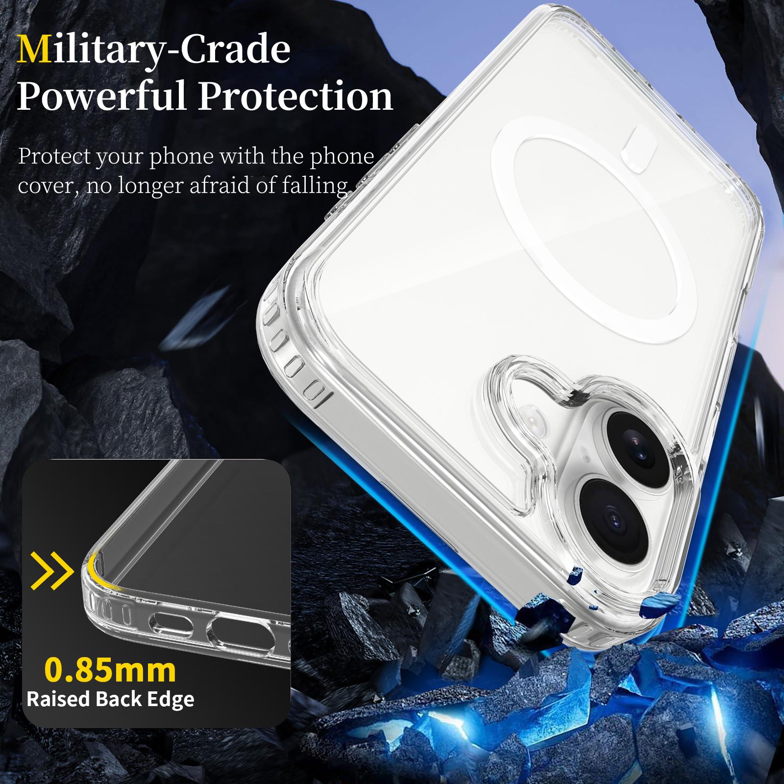 Husa de Protectie pentru Apple iPhone 17, MagSafe, Antizgarieturi, Anticadere, Protectie Anti Soc, Transparent/Alb