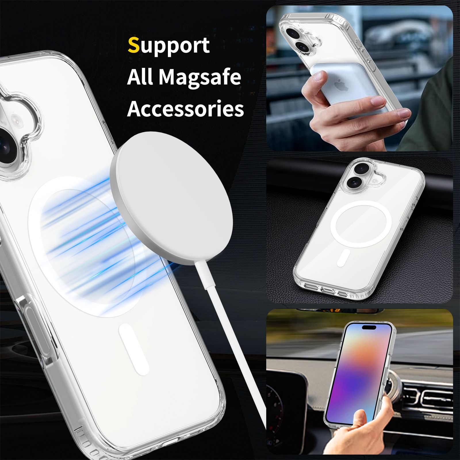 Husa de Protectie pentru Apple iPhone 17, MagSafe, Antizgarieturi, Anticadere, Protectie Anti Soc, Transparent/Alb
