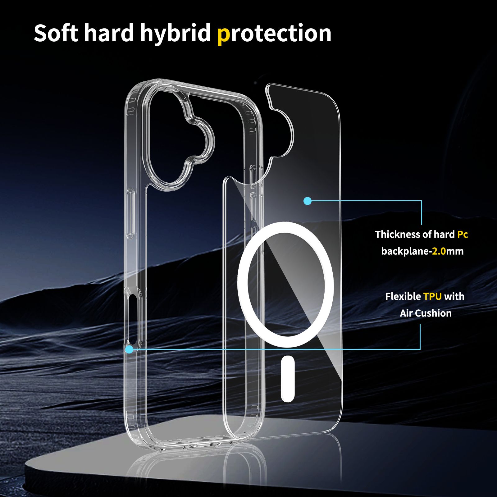 Husa de Protectie pentru Apple iPhone 17, MagSafe, Antizgarieturi, Anticadere, Protectie Anti Soc, Transparent/Alb