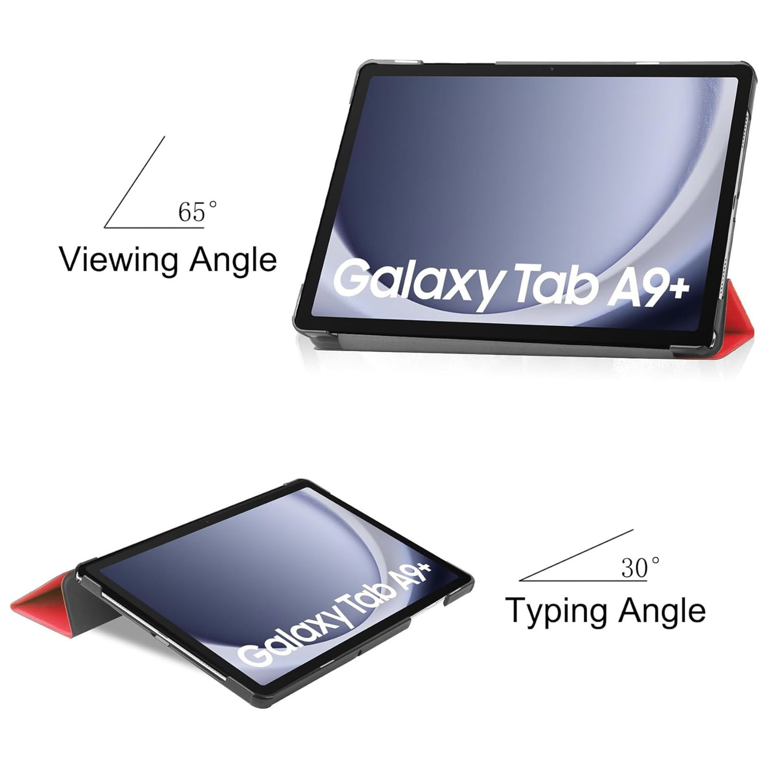 Husa tableta pentru, Samsung Galaxy Tab A9+/ A9 Plus 11 inch, 2023 SM-X210/ X215/ X216/X218, Auto functie sleep/wake tip stand, Rosu