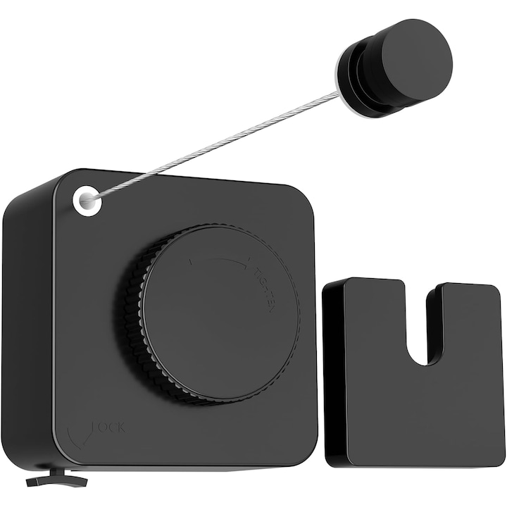 Fir de Uscat Rulou Retractabil Interior/Exterior Sistem Anti-Sageata Super-Rezistent Uscator Retractabil pentru Incarcaturi Grele Linie de Uscat Inox Montata pe Perete - 4.2m (Negru)