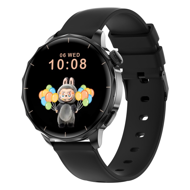 Смарт часовник Inteligent HD X2mini 1.32" Черен - Мониторинг на сърдечен ритъм, сън, музика, Bluetooth разговори, водоустойчив, за здраве и спорт