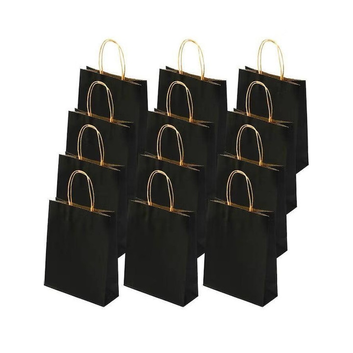 Set 24 pungi de cadou, TodyJeyHo, hartie, negru, 15x8x21cm