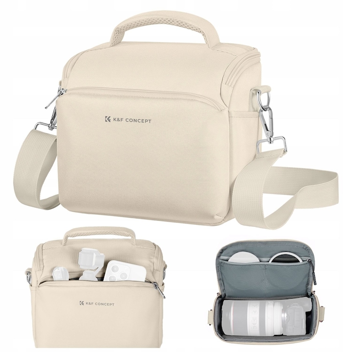 Geanta foto pentru DSLR, KF, Poliester, Bej