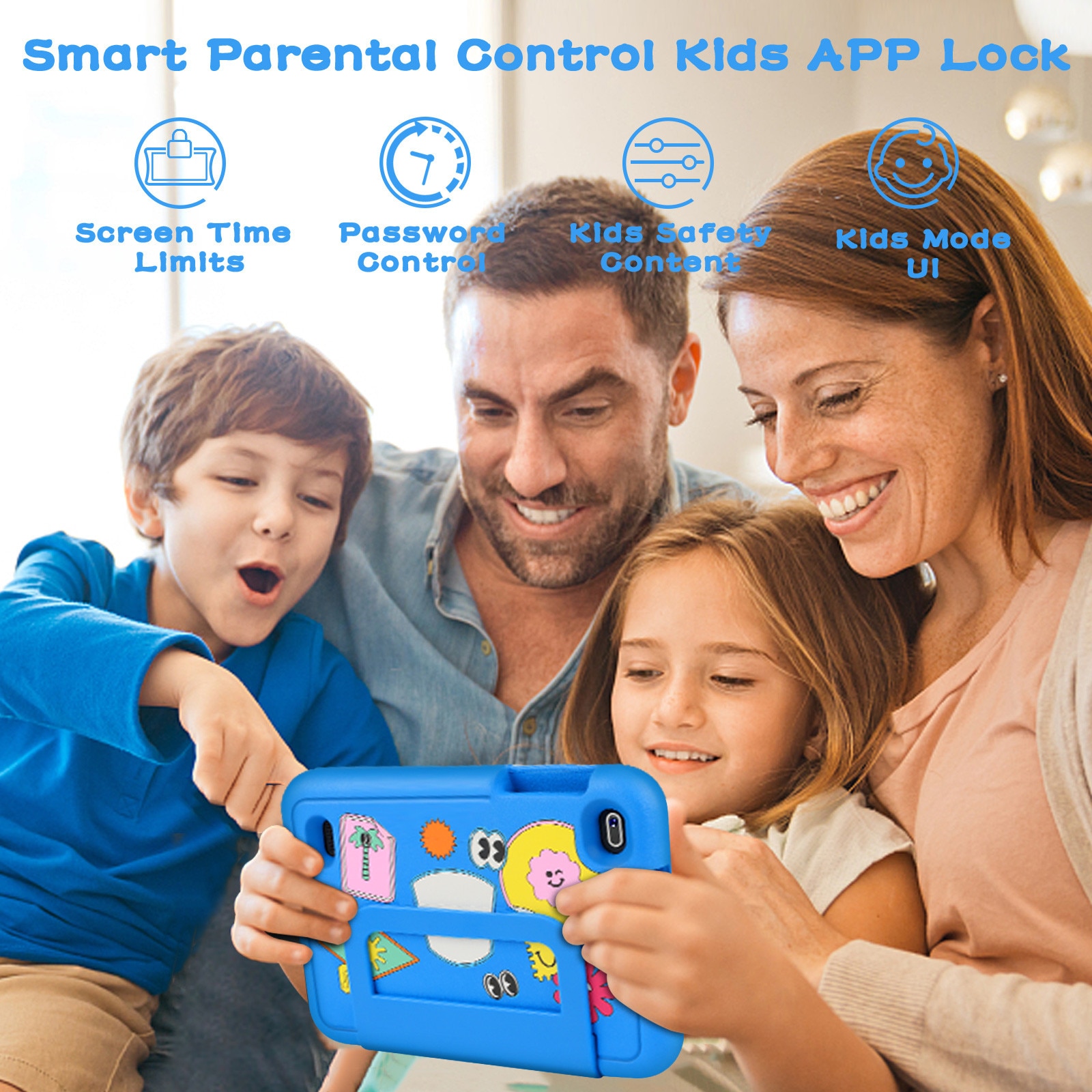 Tableta pentru copii de 7 inch, marca OANGCC, cu Android 13, 7GB RAM+64GB ROM(1TB TF), WiFi 6 Tablet, Quad-Core/BT 5.0/3500mAh, Tableta pentru copii cu control parental, Tableta cu carcasa EVA, Albastru