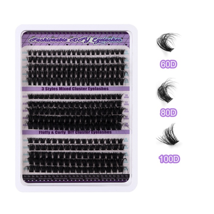 Omelivon®, extensii de gene DIY, 270 buc. 60D+80D+100D, gene individuale pufoase si reutilizabile, 10-18 mm