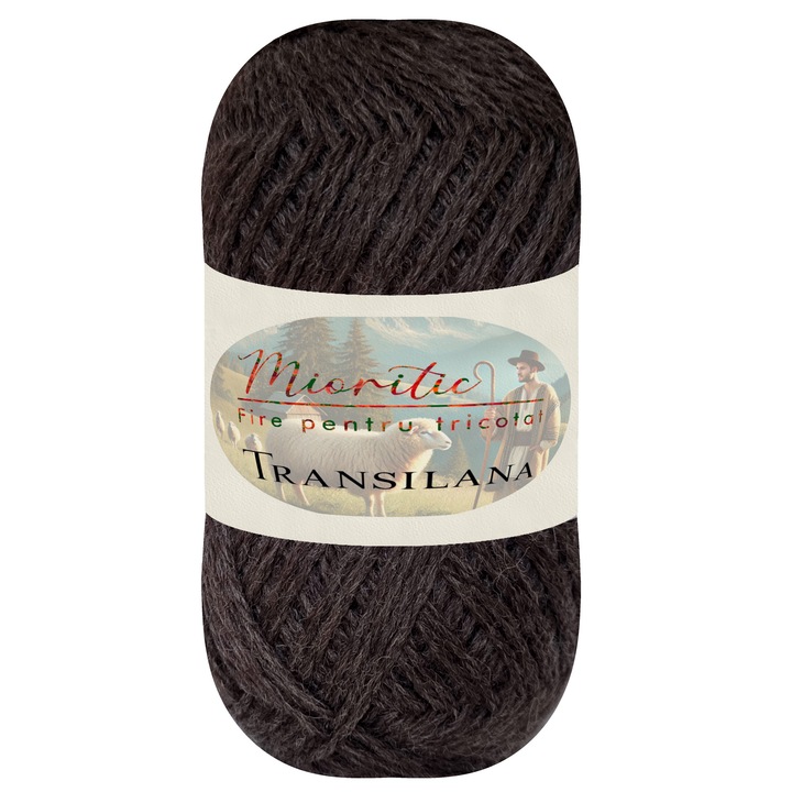 Fir pentru tricotat TRANSILANA, lână, culoare Maro O5006, 125g, 208m