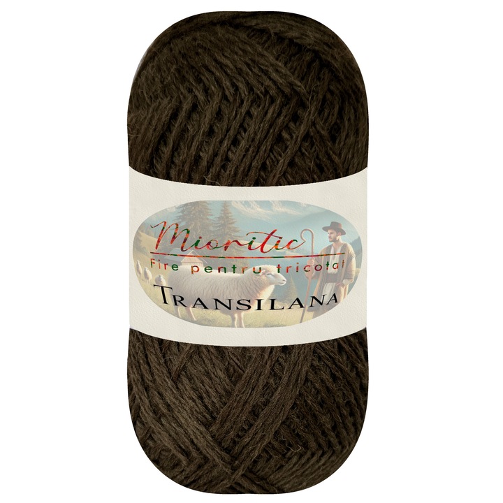 Fir pentru tricotat, Transilana, Mioritic, 100% lana, culoare Oliv O5007, 125g, 208m