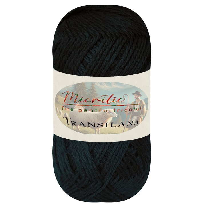 Fir pentru tricotat, Transilana, Mioritic, 100% lana, culoare Verde O5008, 125g, 208m