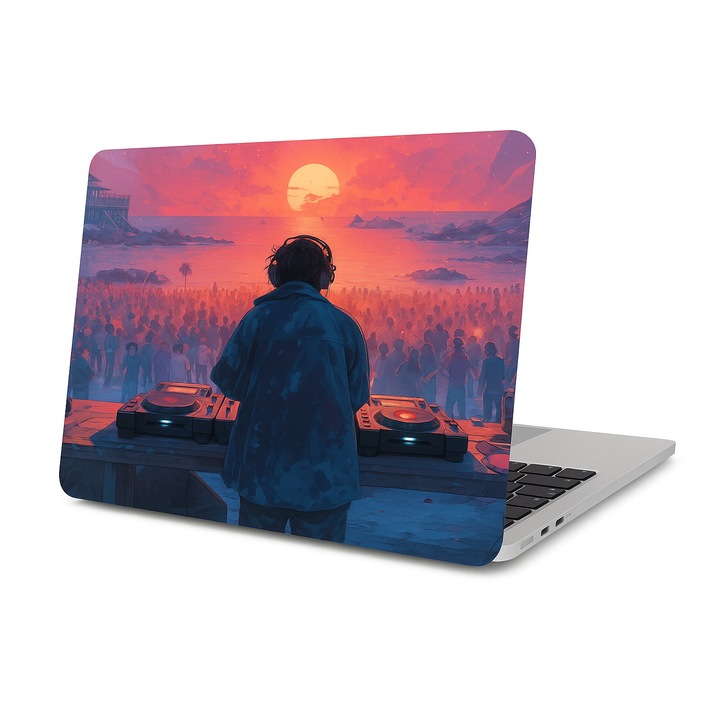 Laptop tok 14” – eredeti naplemente a tengerparton design, Neversea fesztivál ihlette, ujjlenyomat-mentes, karcolásálló, hőelvezető