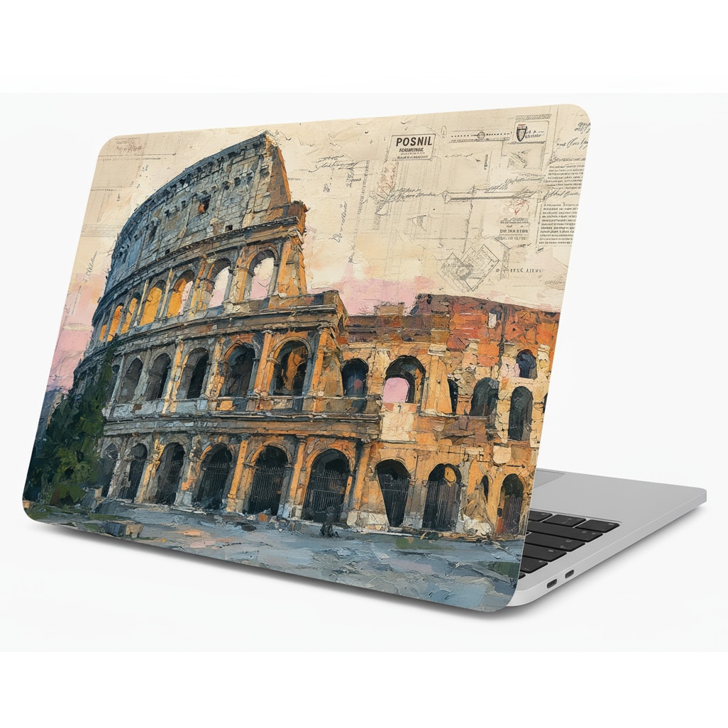 Husa originala pentru MacBook Air 13.6-inch (A3240/A3113/A2681, M4/M3/M2, 2022-2025), Design exclusiv Colosseum pictura in ulei, Protectie anti-amprente & anti-zgarieturi