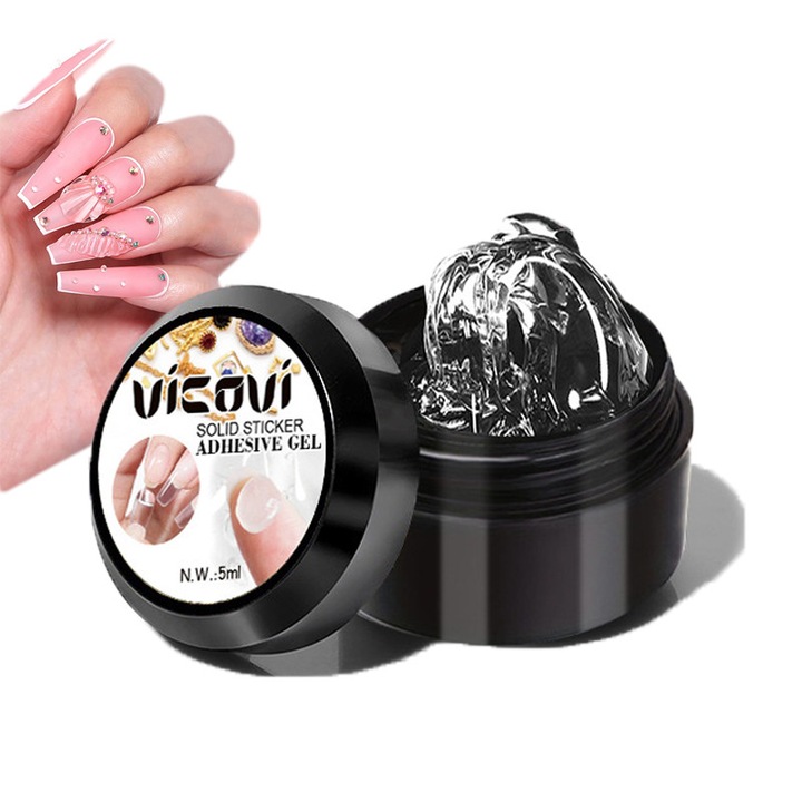 Gél Szilárd Professzionális Körömragasztó, AjieQaQ, gyors száradás 30mp, 14 napos tartósság, vízálló, olajálló, könnyen felvihető, műkörömhöz/hosszabbításhoz/körömdíszítéshez, 5ml, szagtalan