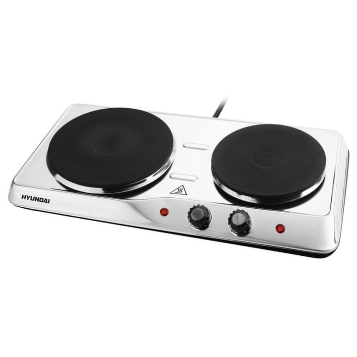 Електрически котлон, за Hyundai, 2500 W, 2 зони, инокс, 47x25x8 см, бял/черен