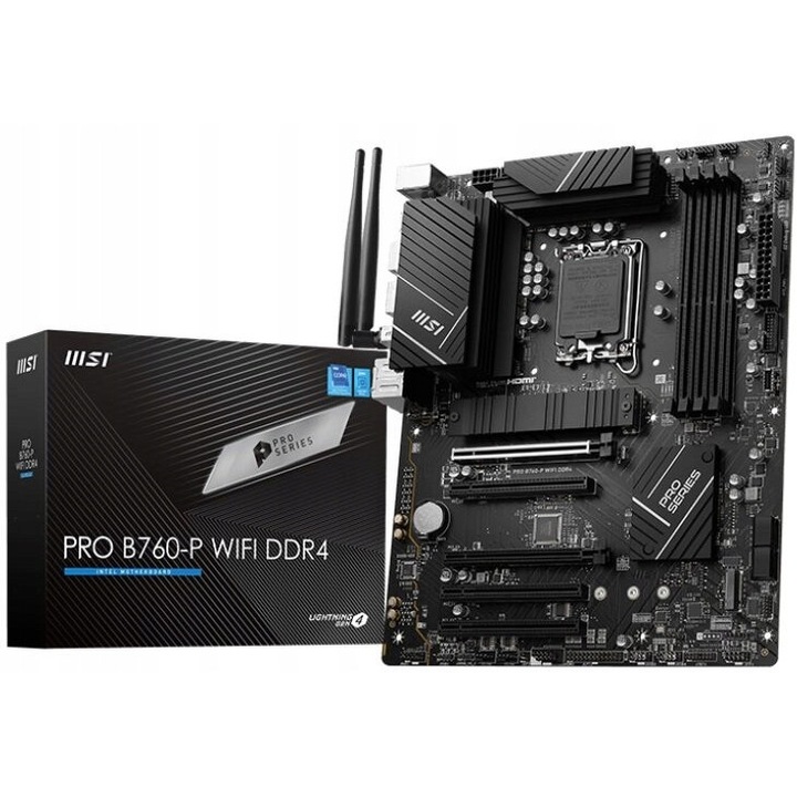 Дънна платка PRO B760-P, 4 слота за DDR4 памет, максимум 128 GB, 243.84x304.8 мм
