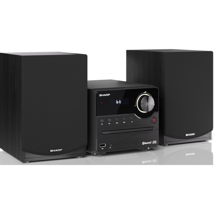 Sharp XL-B512 Hi-Fi аудио система, CD, FM, Bluetooth, 15W, черна, размери 145x223x177 мм