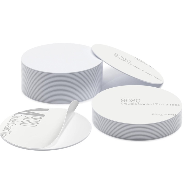 Set 30 stickere NFC, NTAG215, PVC, 13.56mHz, 25mm, Bluvista®, programabile, scriere, citire cu telefon mobi, Alb