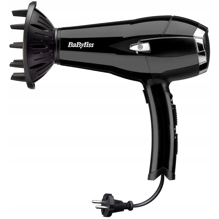 Сешоар Babyliss D374DE, 2000W, 3 температури, 2 скорости, с дифузер и концентратор, черен