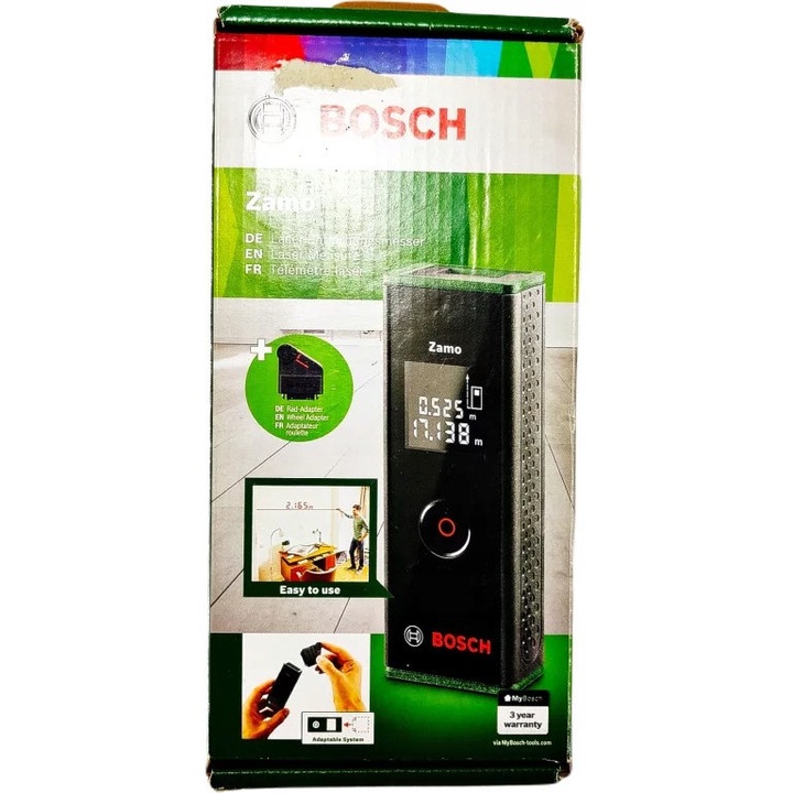 Dalmierz laserowy BOSCH Zamo III, 20m, cu adaptor, 105x22x38mm