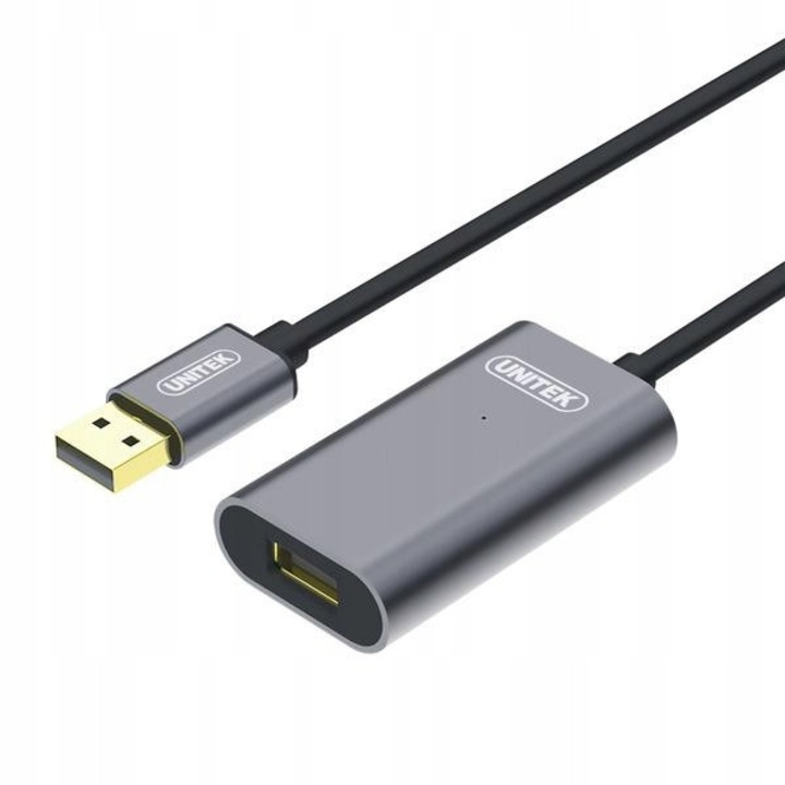 USB kábel - UNITEK, 5m, fekete, A típusú apa - A típusú anya